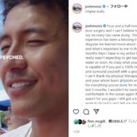 首を骨折していたジョシュア・モニーツがSNSでサーフィン復帰を報告