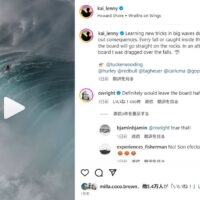 マウイ島ジョーズでリップに吸い込まれるカイ・レニー!衝撃的なスロー動画